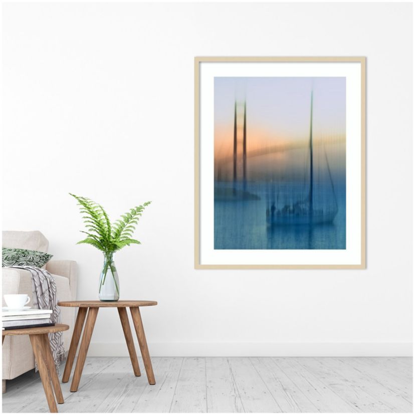 Sailboats on the Bay by Jerry Berry Wood Framed Wall Art Print