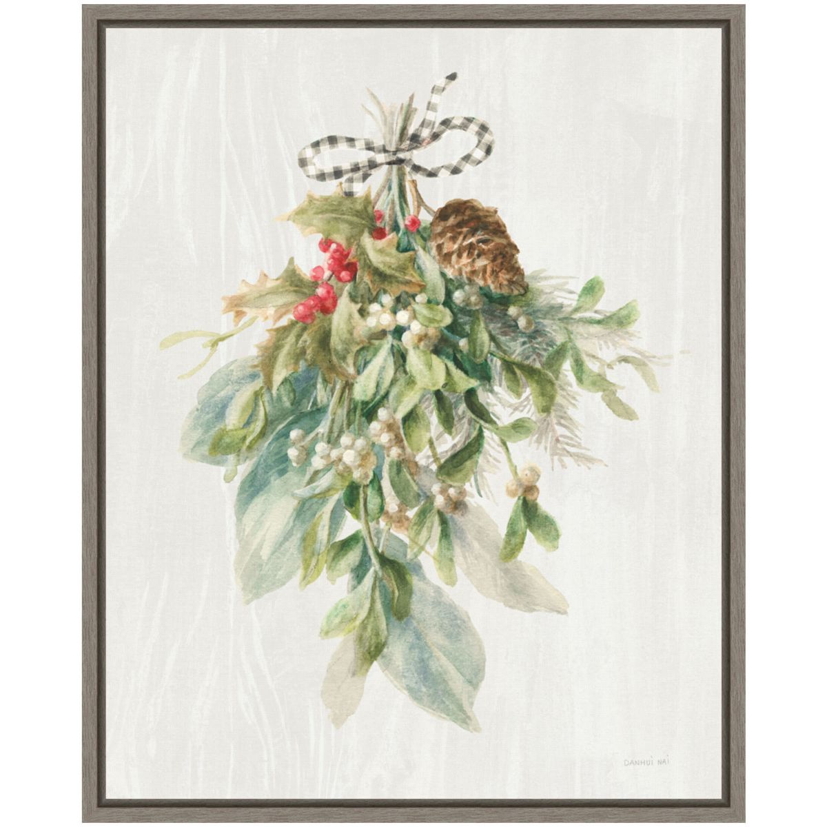 Floursack Holiday XII Plaid Framed Canvas Wall Art Print