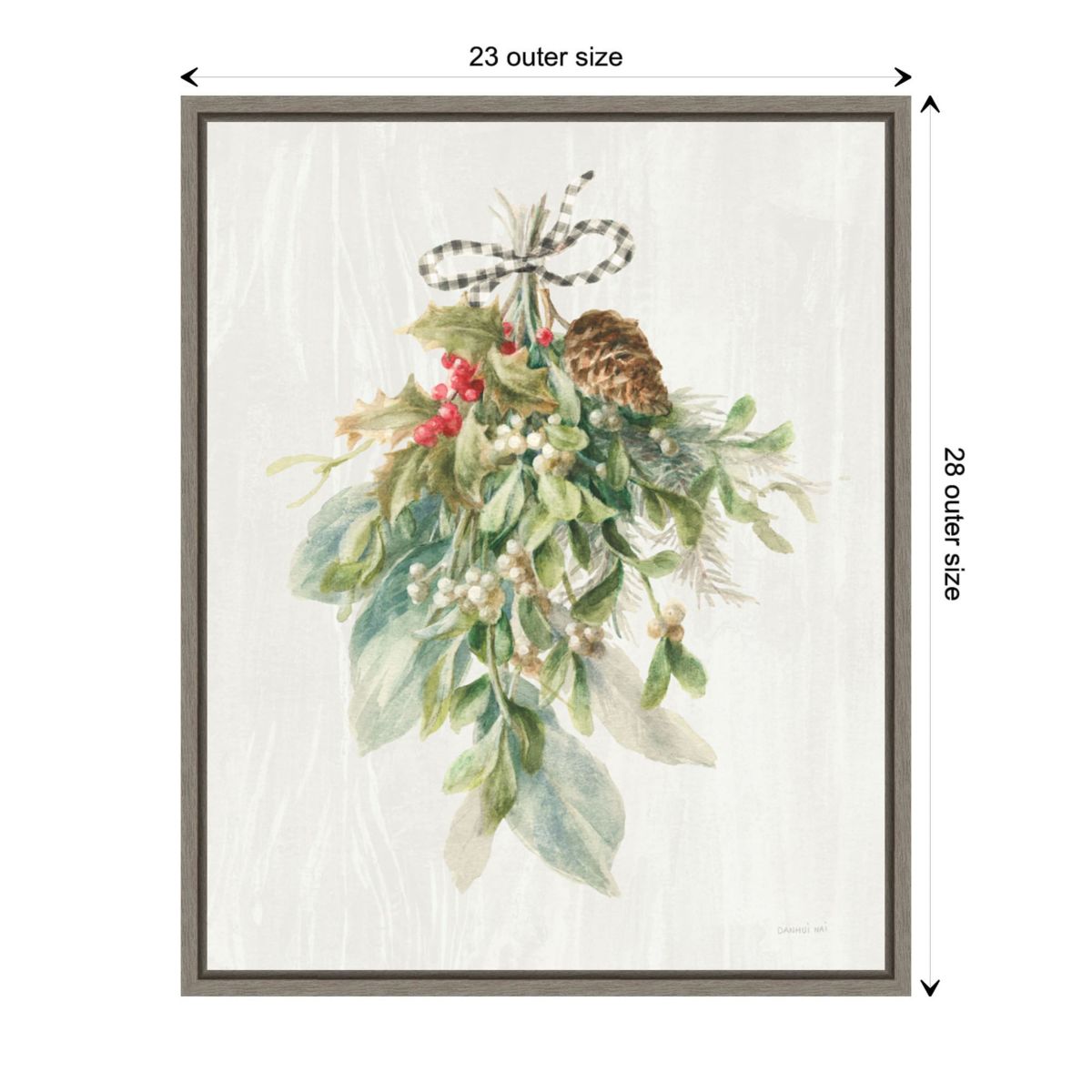 Floursack Holiday XII Plaid Framed Canvas Wall Art Print