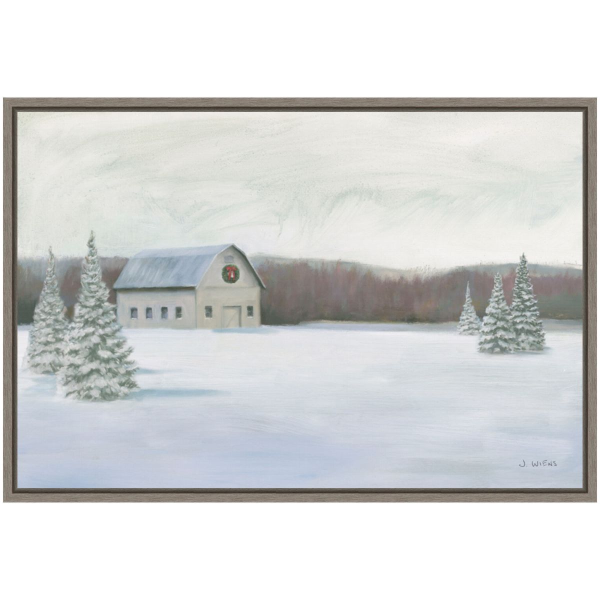 Holiday Winter Barn Framed Canvas Wall Art Print