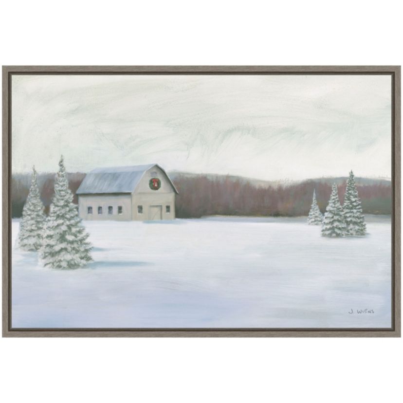 Holiday Winter Barn Framed Canvas Wall Art Print