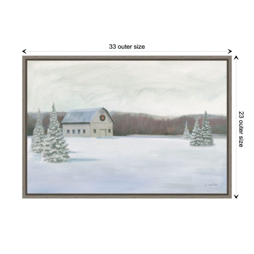 Holiday Winter Barn Framed Canvas Wall Art Print