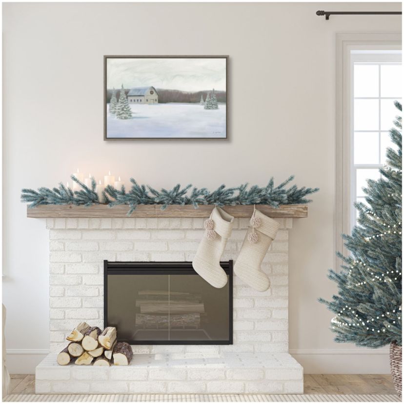Holiday Winter Barn Framed Canvas Wall Art Print