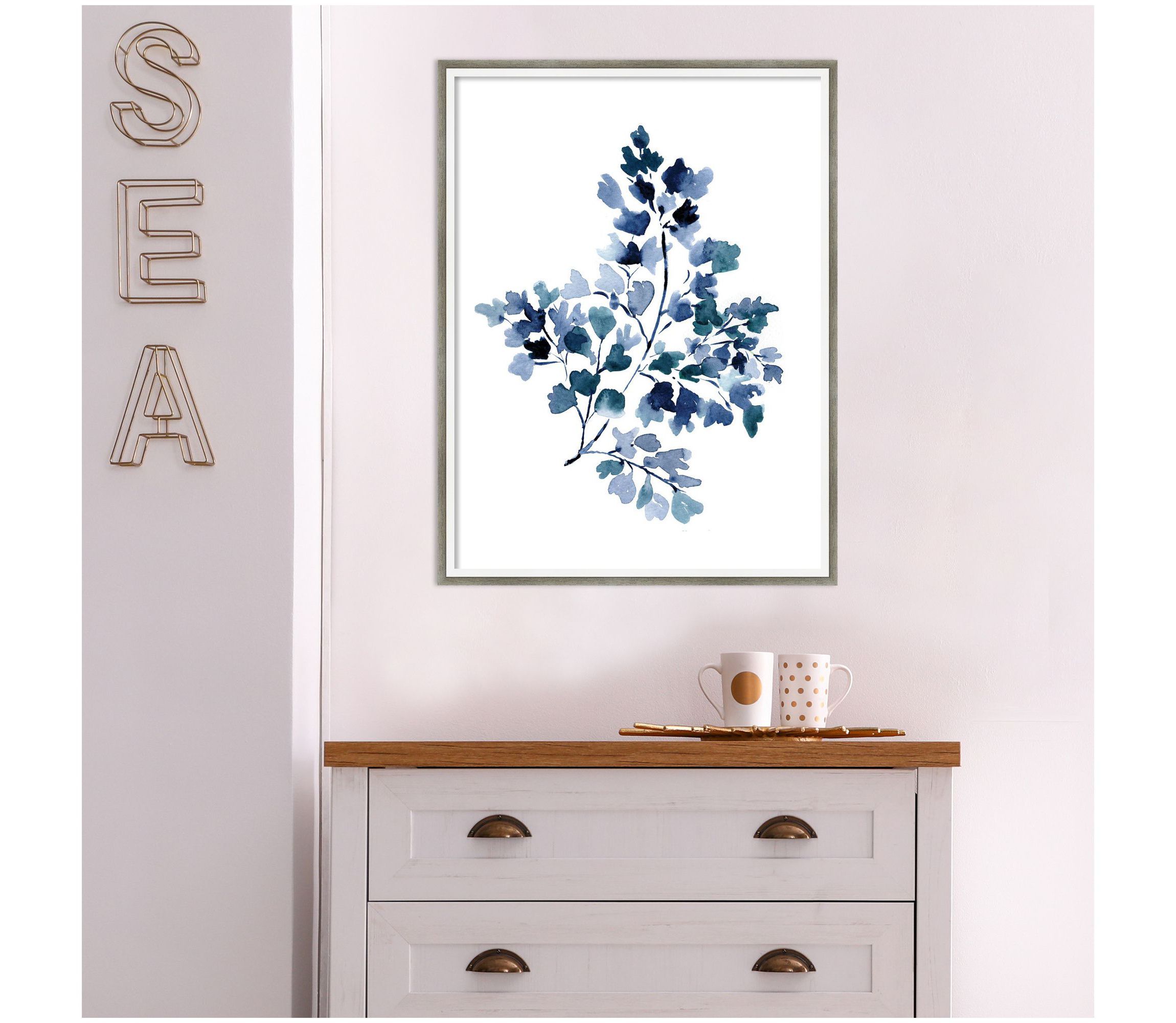 Botanical Maiden Indigo by Sara Berrenson Wood Framed Wall Art Print