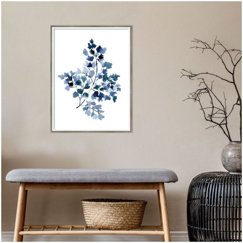 Botanical Maiden Indigo by Sara Berrenson Wood Framed Wall Art Print