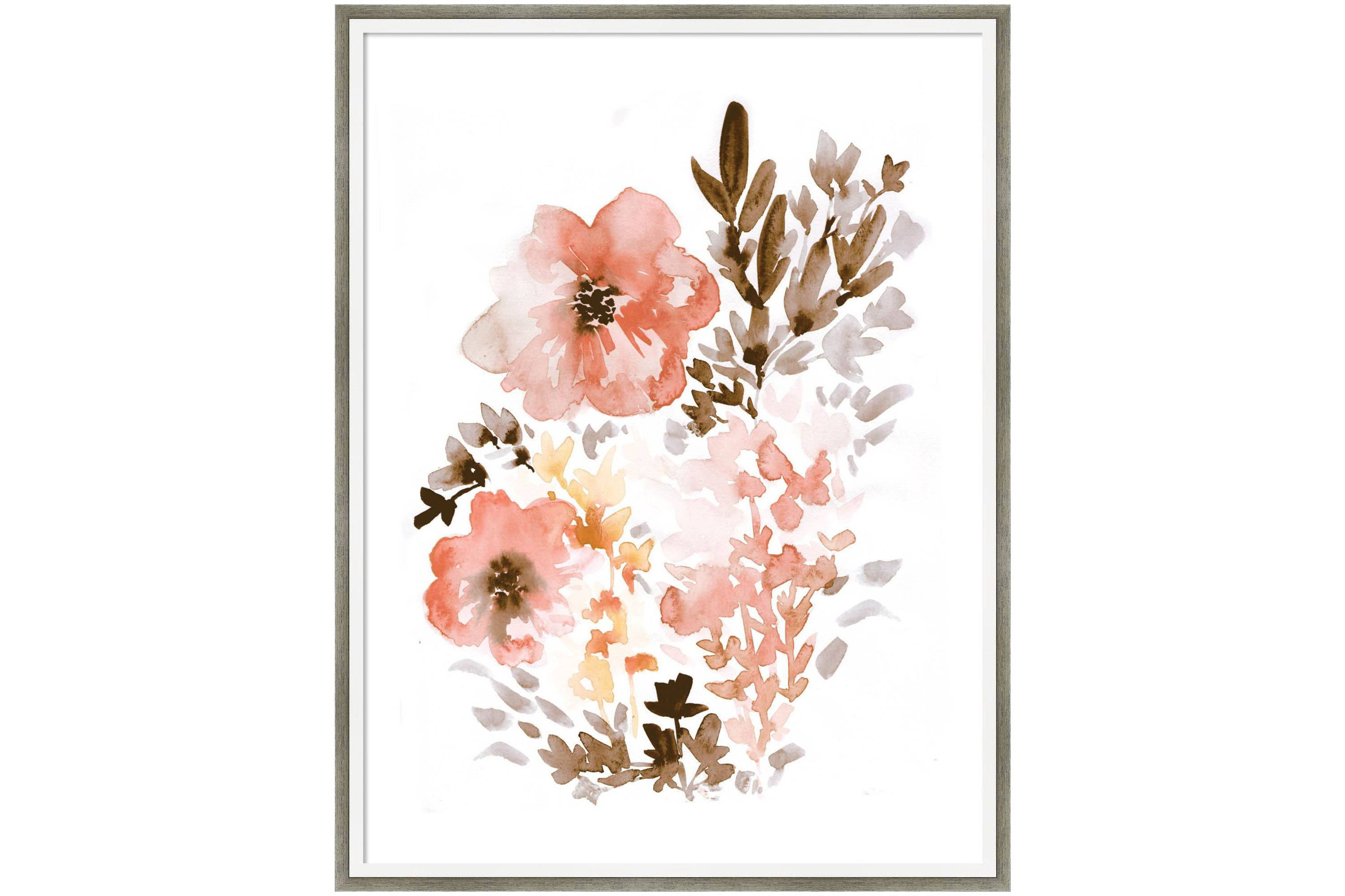 Muted Poppies by Sara Berrenson Wood Framed Wall Art Print