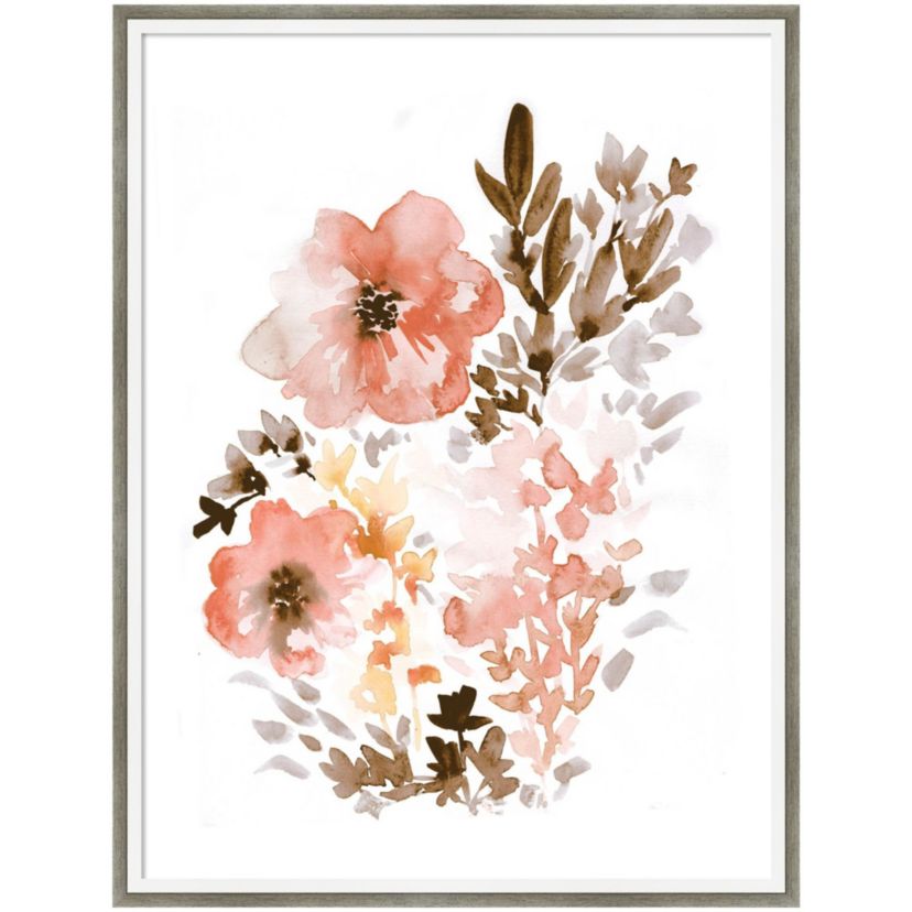 Muted Poppies by Sara Berrenson Wood Framed Wall Art Print