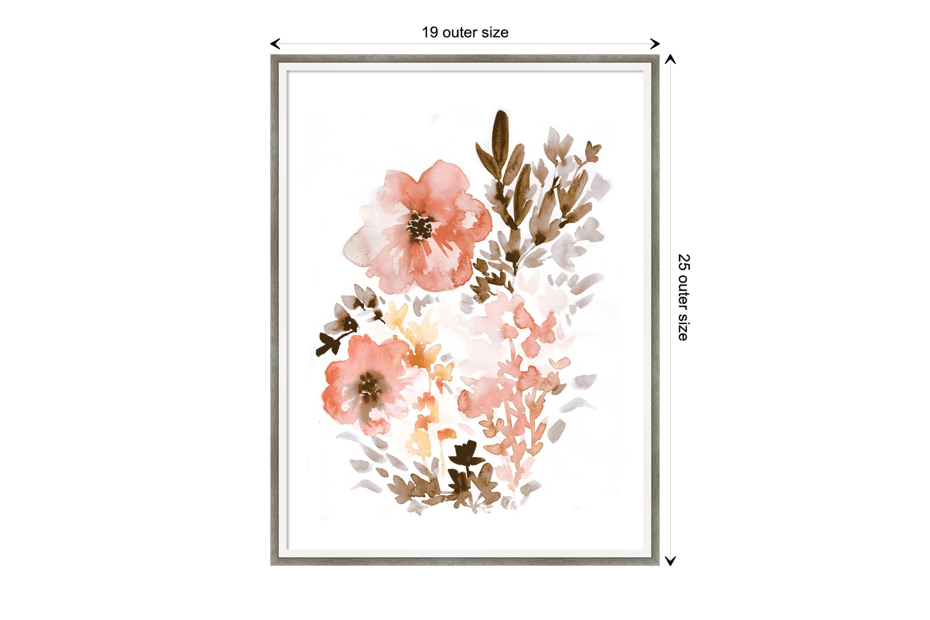 Muted Poppies by Sara Berrenson Wood Framed Wall Art Print