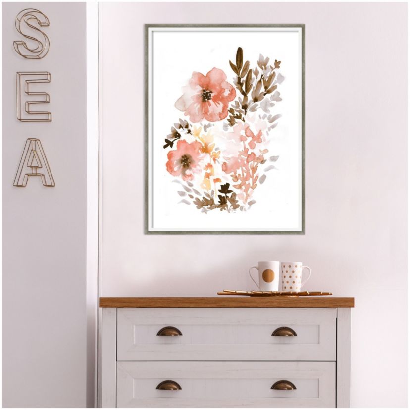 Muted Poppies by Sara Berrenson Wood Framed Wall Art Print