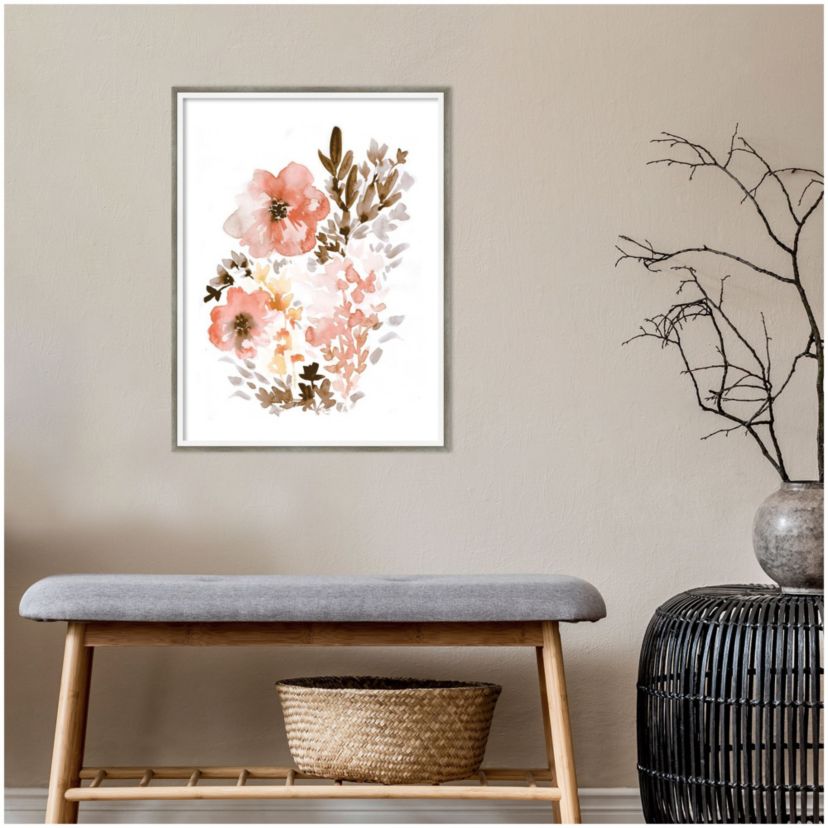 Muted Poppies by Sara Berrenson Wood Framed Wall Art Print