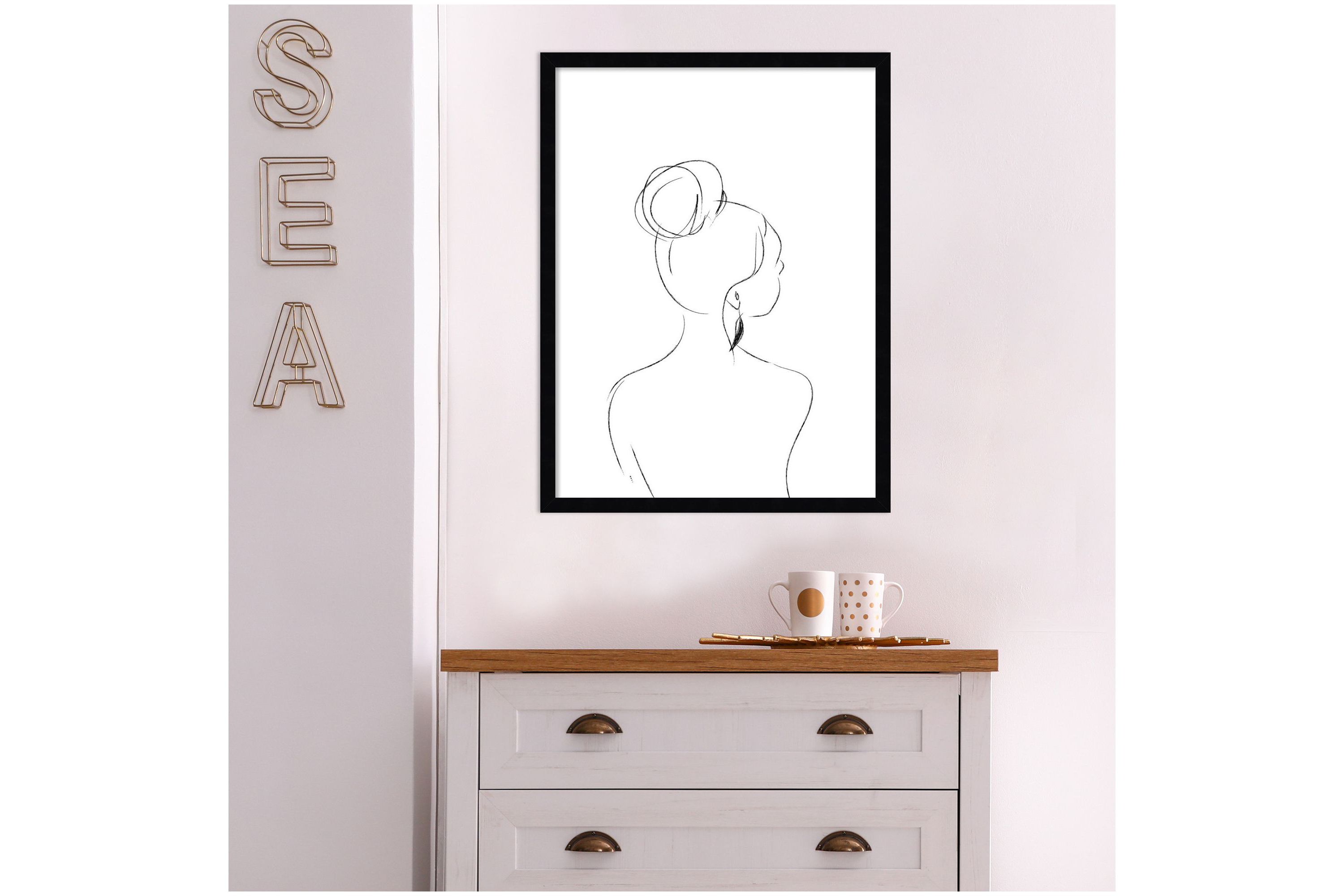 Minimalist Woman 2 by Teju Reval Wood Framed Wall Art Print