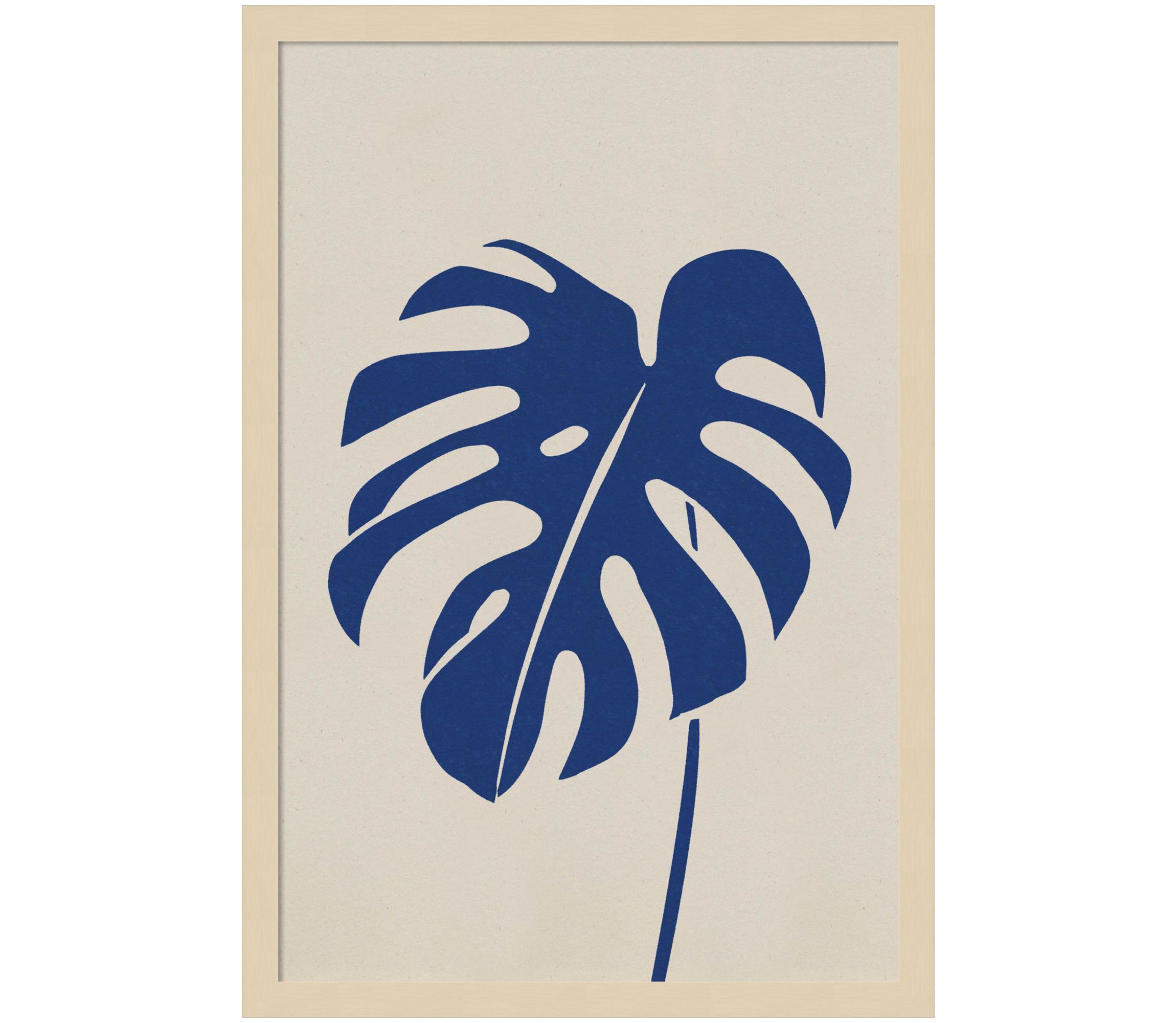 Monstera In Blue by Simon West Wood Framed Wall Art Print