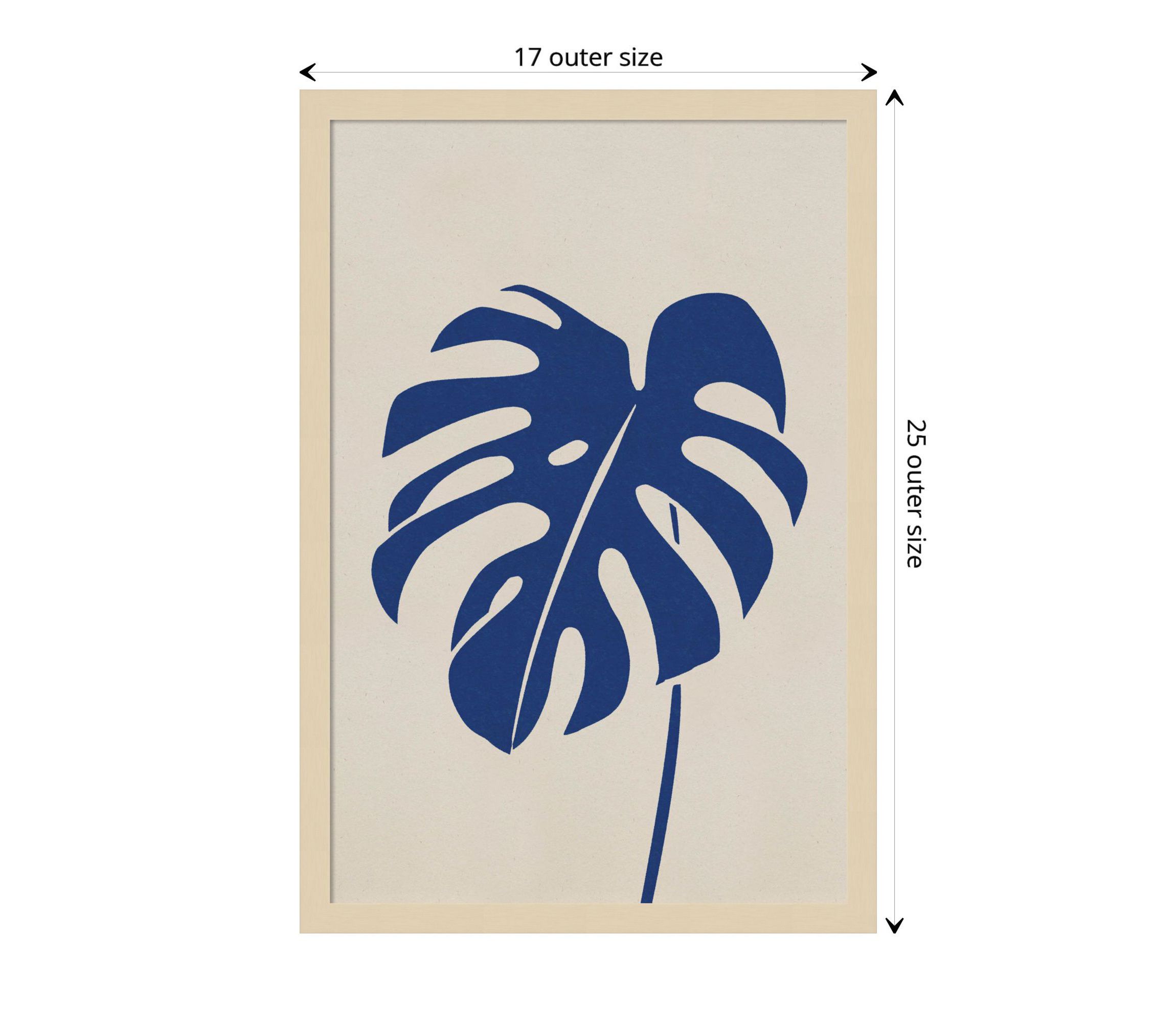 Monstera In Blue by Simon West Wood Framed Wall Art Print