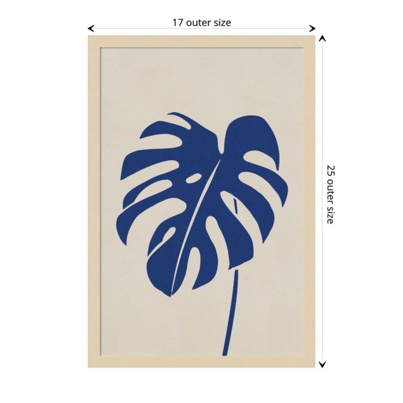 Monstera In Blue by Simon West Wood Framed Wall Art Print