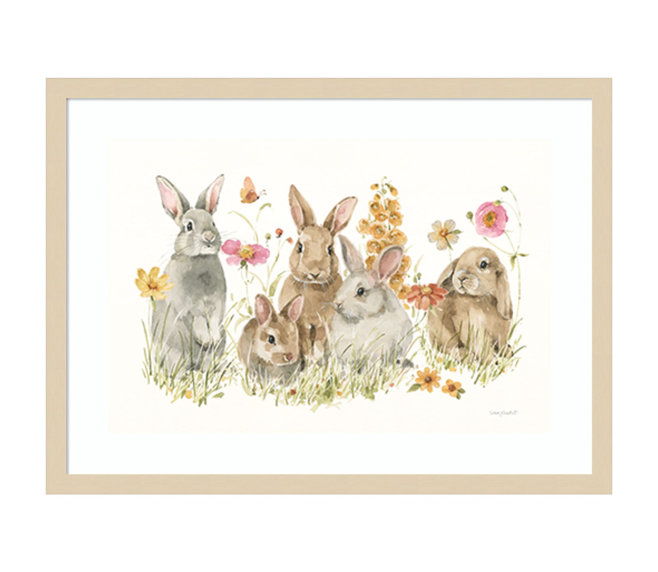 Bunny Hop on Spring I by Lisa Audit Wood Framed Wall Art Print