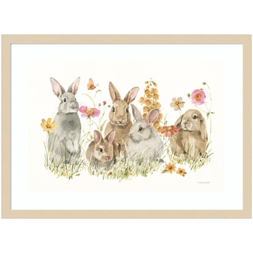 Bunny Hop on Spring I by Lisa Audit Wood Framed Wall Art Print