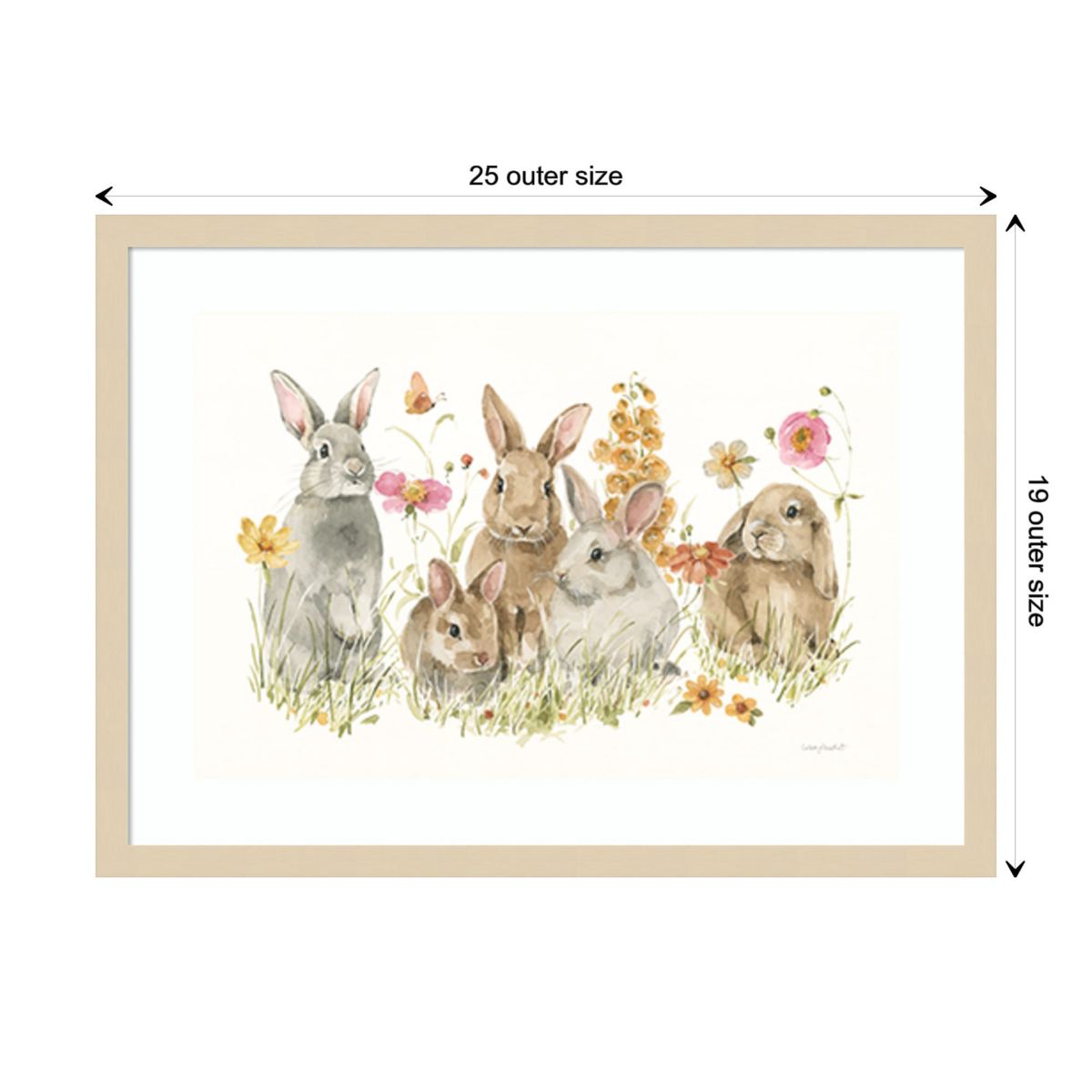 Bunny Hop on Spring I by Lisa Audit Wood Framed Wall Art Print