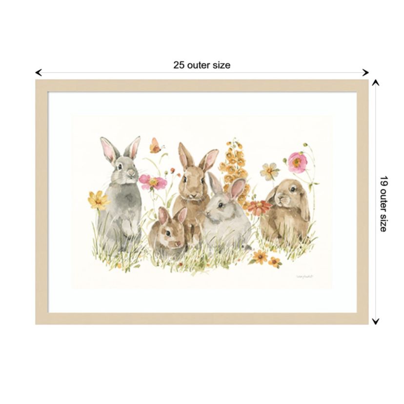 Bunny Hop on Spring I by Lisa Audit Wood Framed Wall Art Print