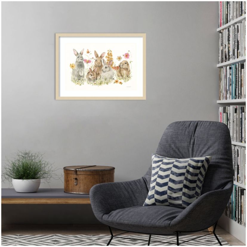 Bunny Hop on Spring I by Lisa Audit Wood Framed Wall Art Print