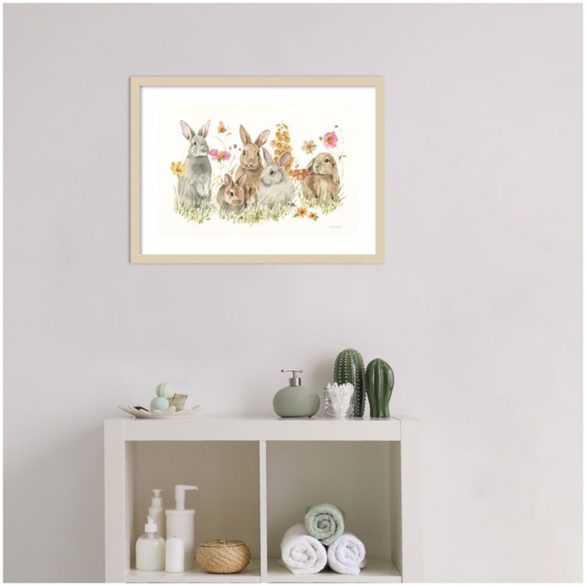 Bunny Hop on Spring I by Lisa Audit Wood Framed Wall Art Print