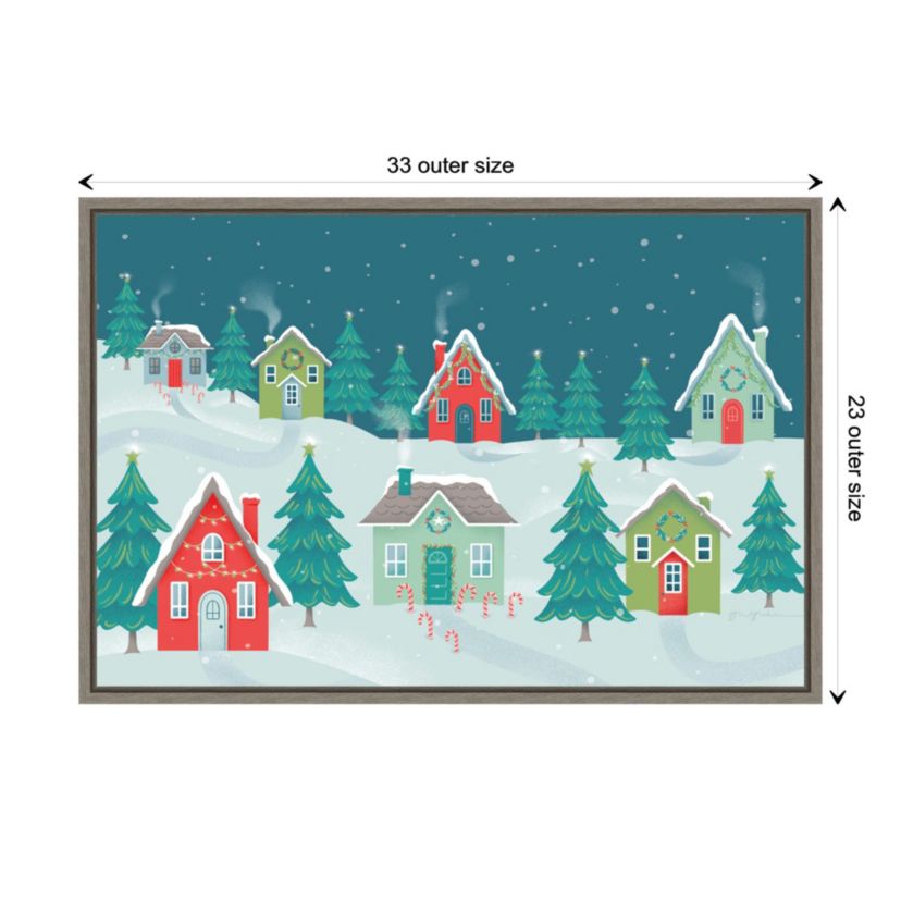 Fa La La I Christmas Houses Framed Canvas Wall Art Print