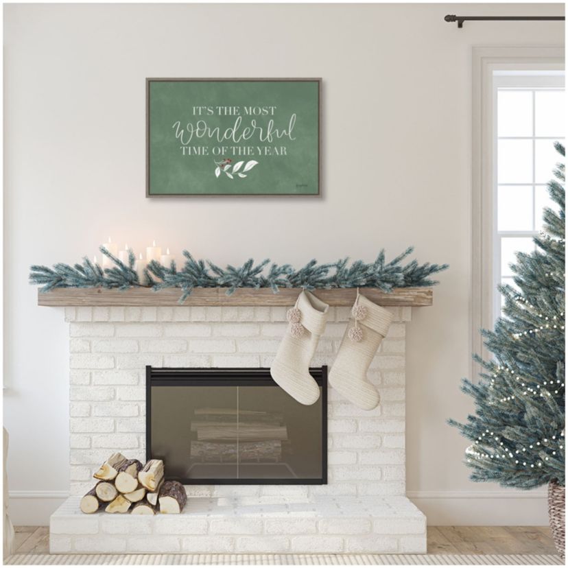 Green Christmas IV Framed Canvas Wall Art Print