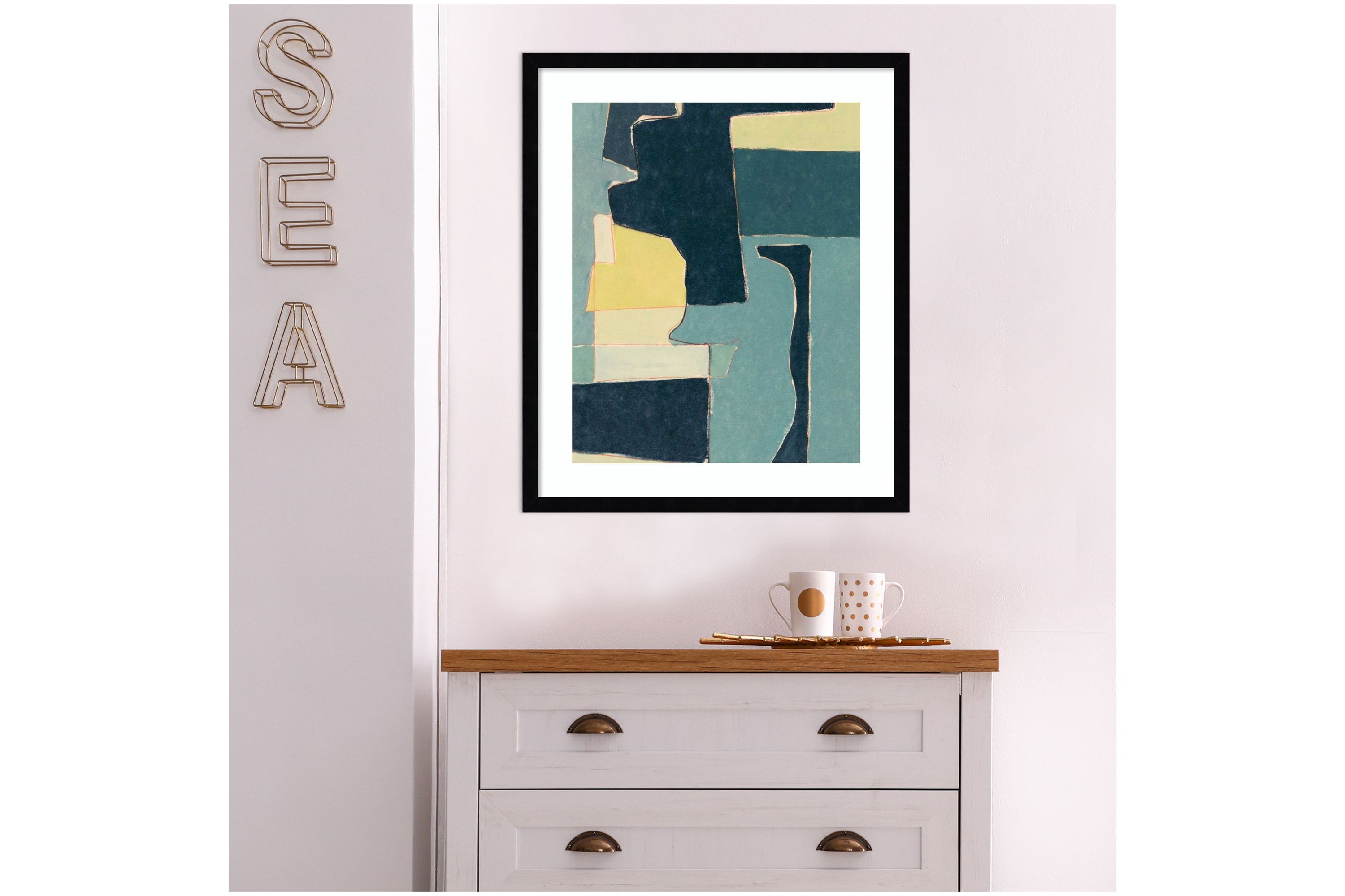 Blue Note II by Rob Delamater Wood Framed Wall Art Print