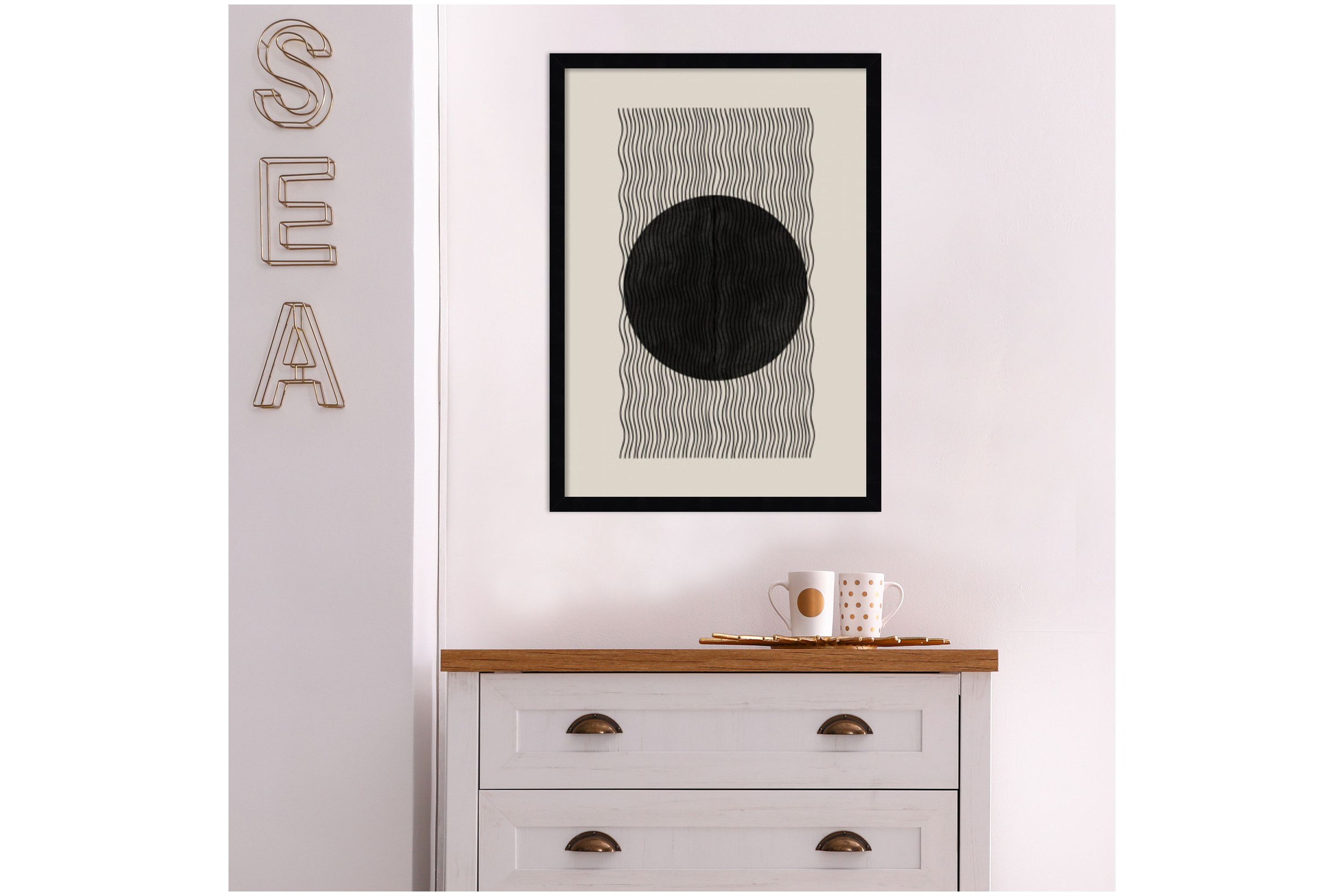 Black and Beige 2 by The MIUUS STUDIO Wood Framed Wall Art Print