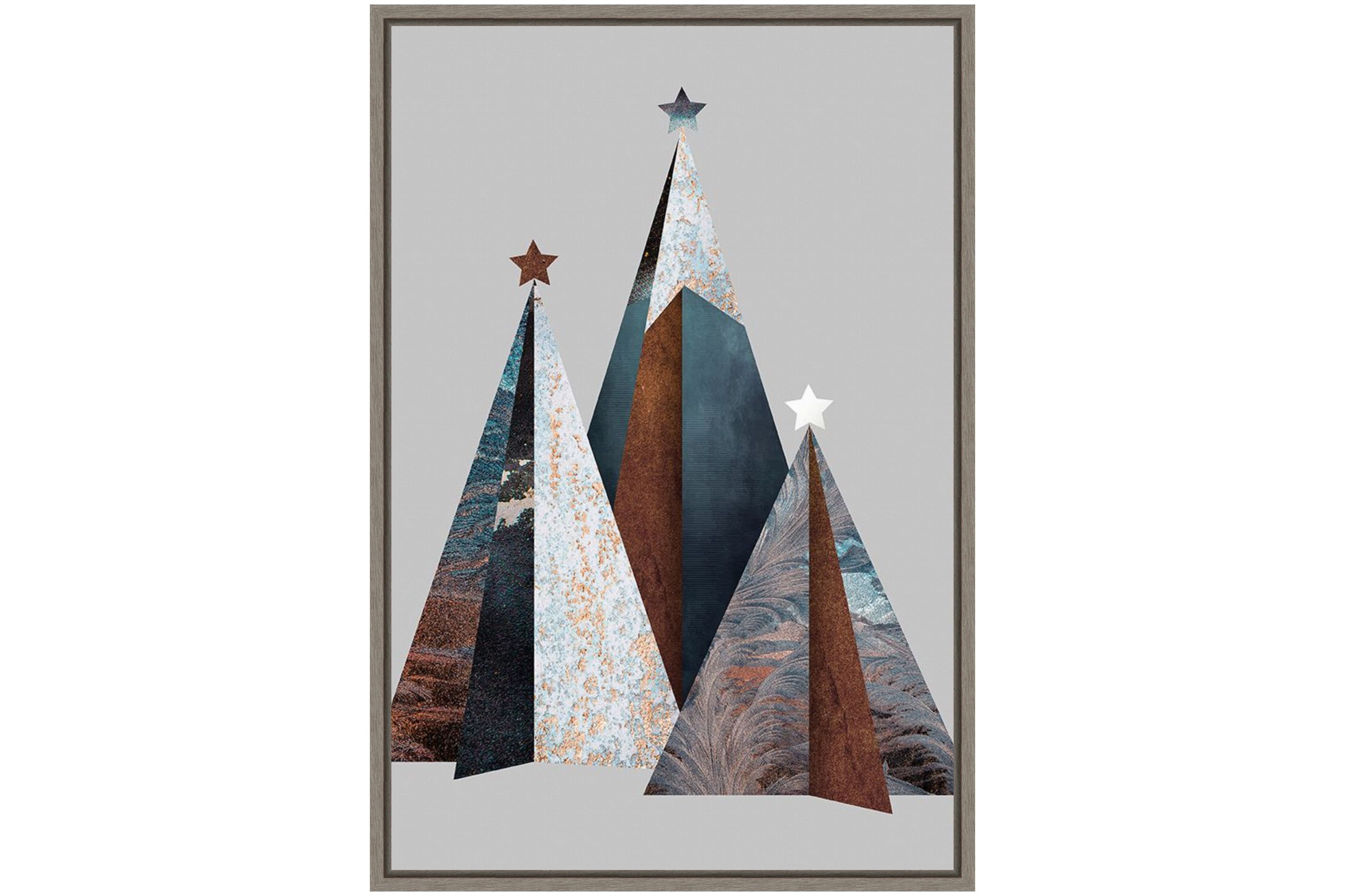 Three Christmas Trees Framed Canvas Wall Art Print