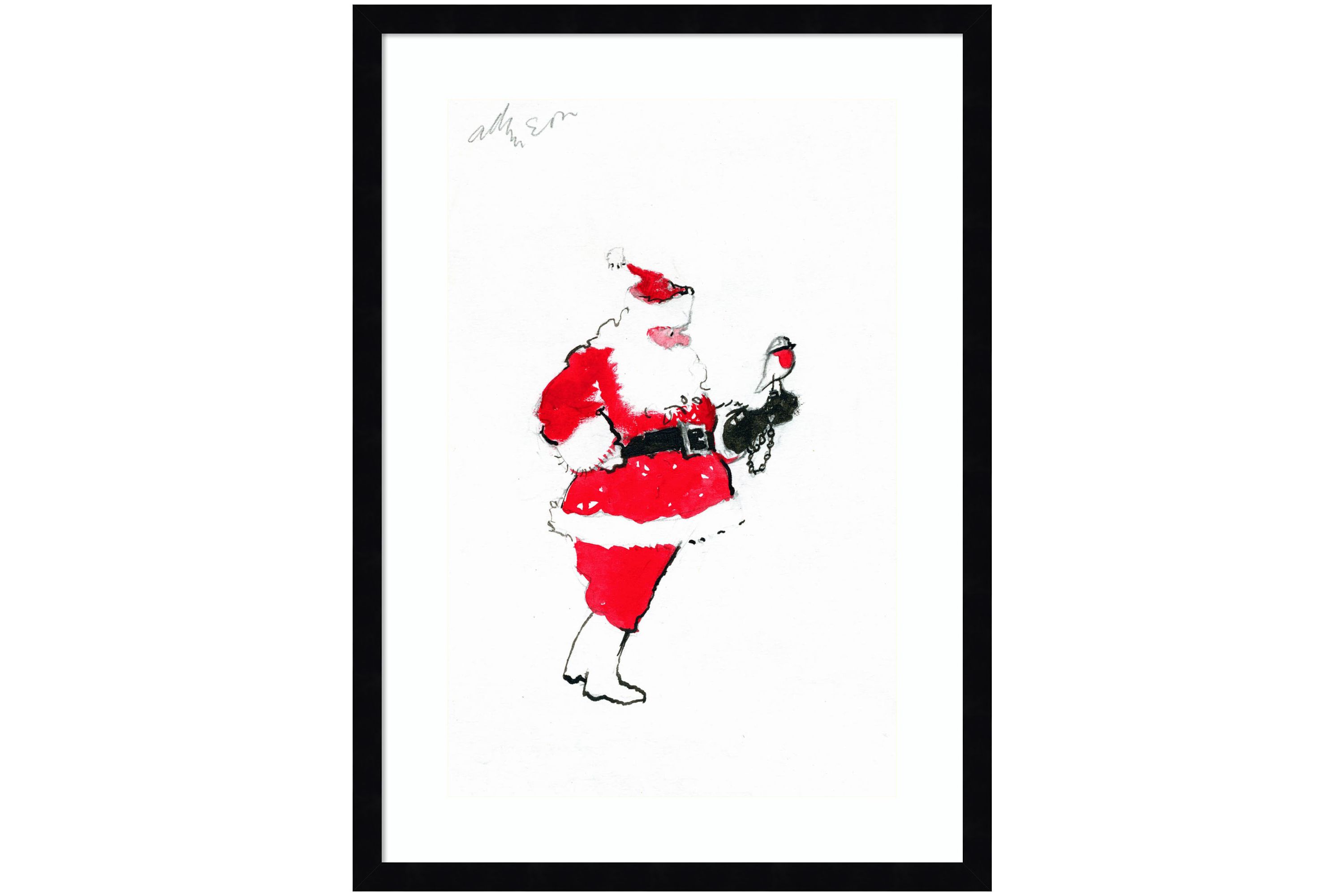 Santa and Robin (Falconry) by George Adamson Wood Framed Wall Art Print