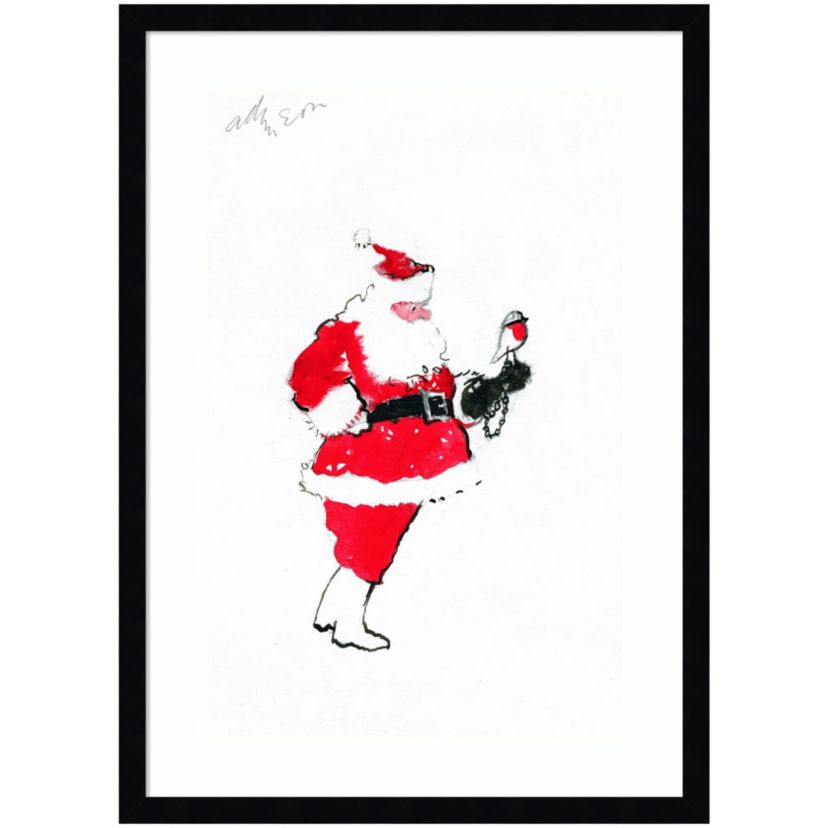 Santa and Robin (Falconry) by George Adamson Wood Framed Wall Art Print