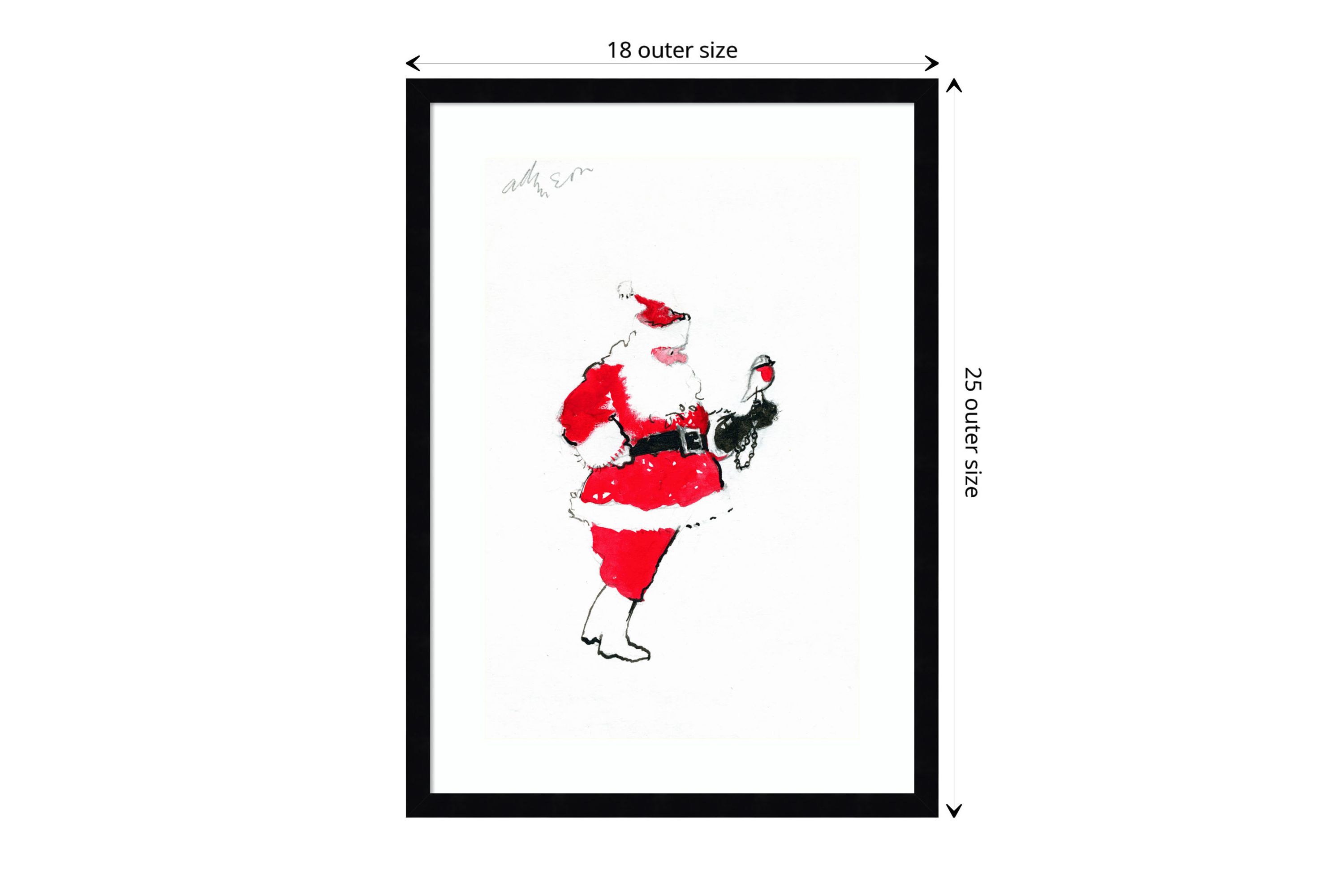 Santa and Robin (Falconry) by George Adamson Wood Framed Wall Art Print