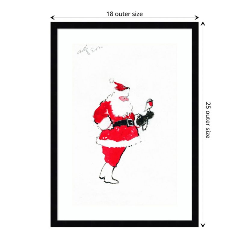 Santa and Robin (Falconry) by George Adamson Wood Framed Wall Art Print