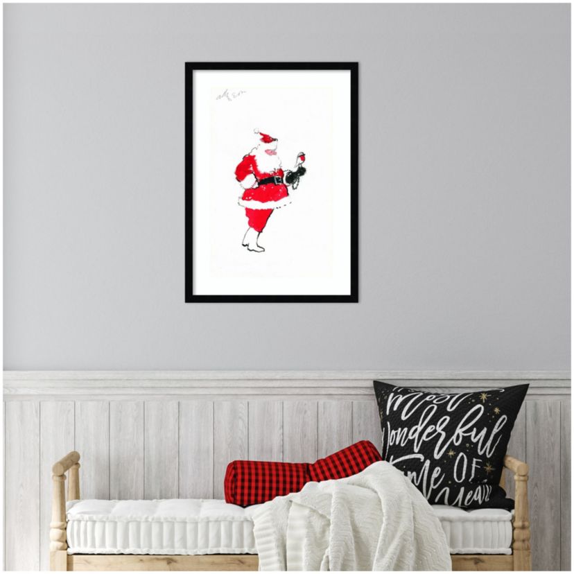 Santa and Robin (Falconry) by George Adamson Wood Framed Wall Art Print
