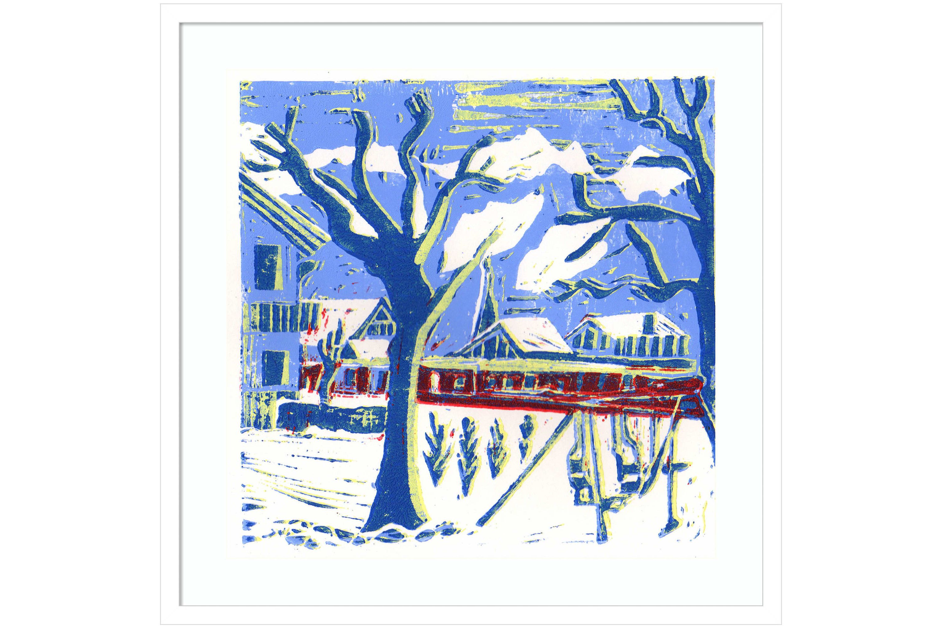 Mayrhofen Trees with Snow by Charlotte Orr Wood Framed Wall Art Print