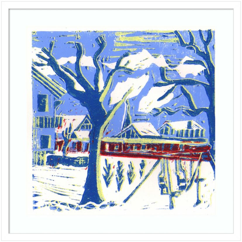 Mayrhofen Trees with Snow by Charlotte Orr Wood Framed Wall Art Print