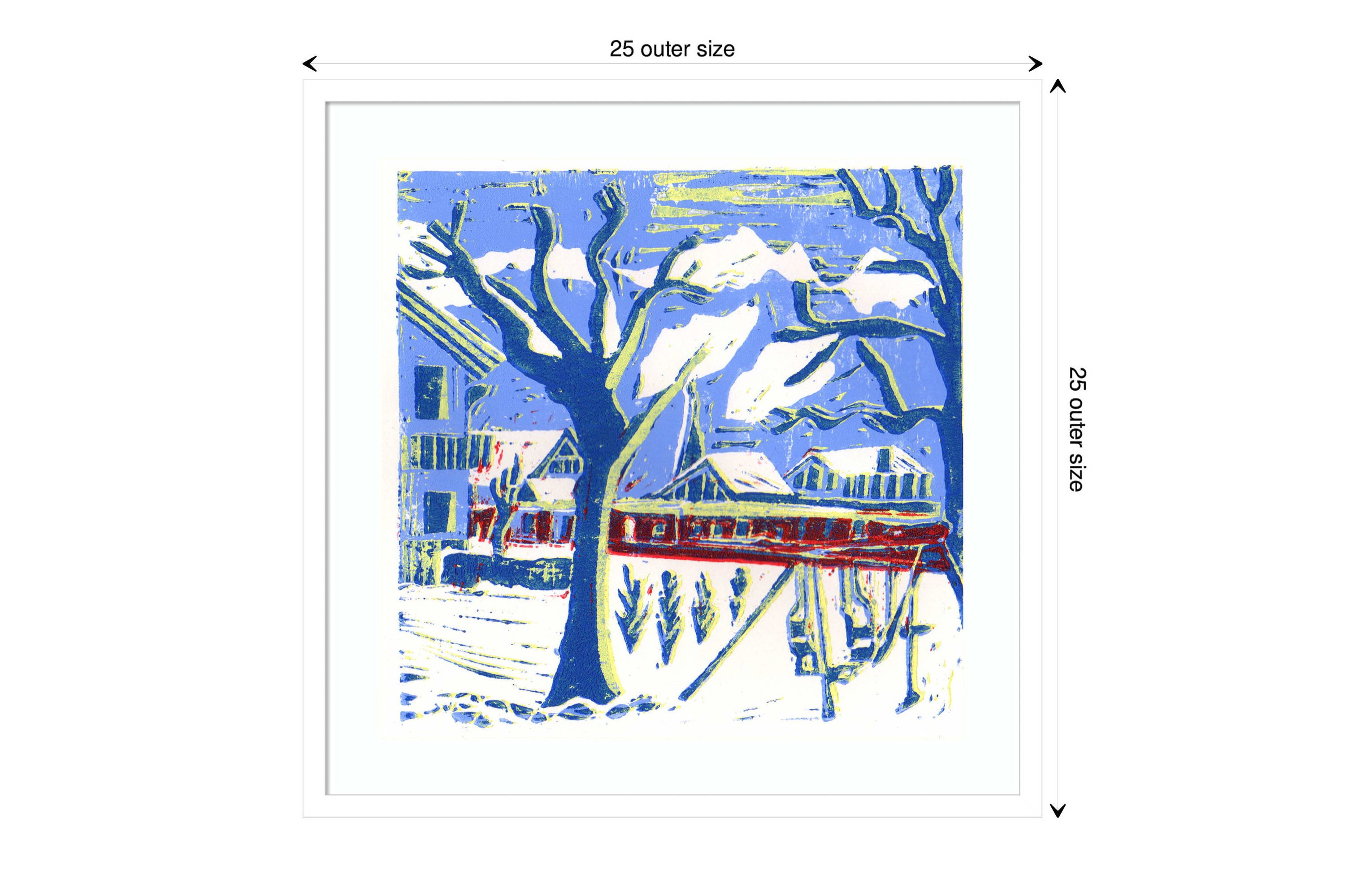 Mayrhofen Trees with Snow by Charlotte Orr Wood Framed Wall Art Print