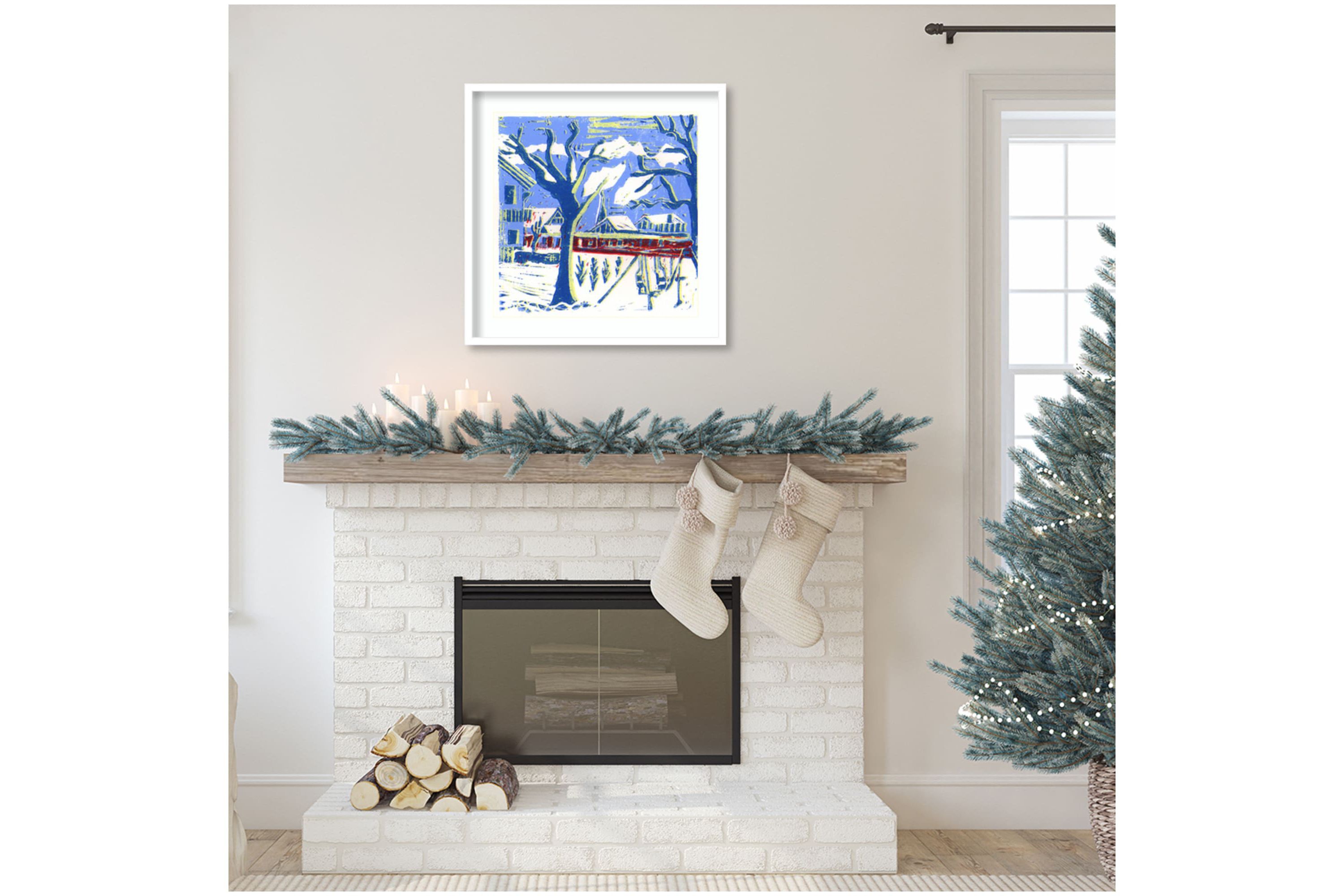 Mayrhofen Trees with Snow by Charlotte Orr Wood Framed Wall Art Print