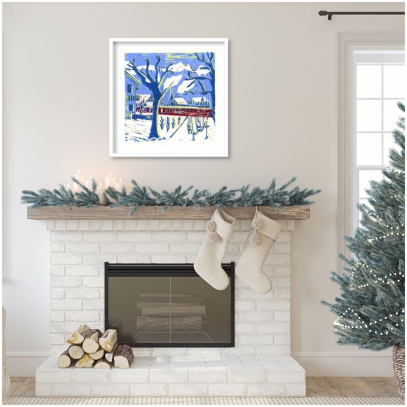 Mayrhofen Trees with Snow by Charlotte Orr Wood Framed Wall Art Print