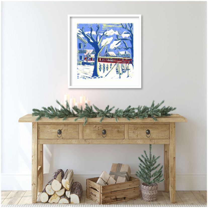 Mayrhofen Trees with Snow by Charlotte Orr Wood Framed Wall Art Print