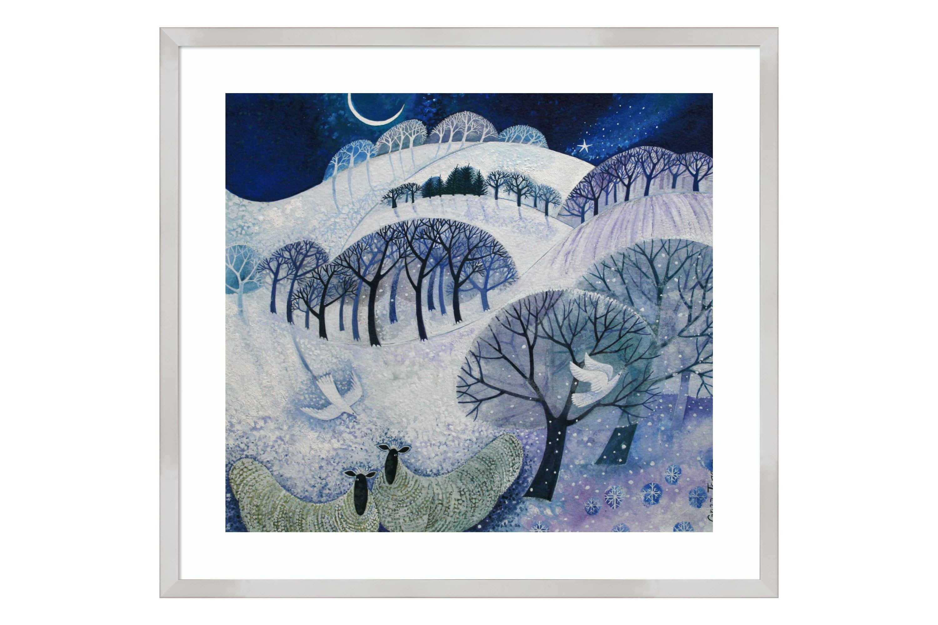 Snowy Night by Lisa Graa Jensen Wood Framed Wall Art Print