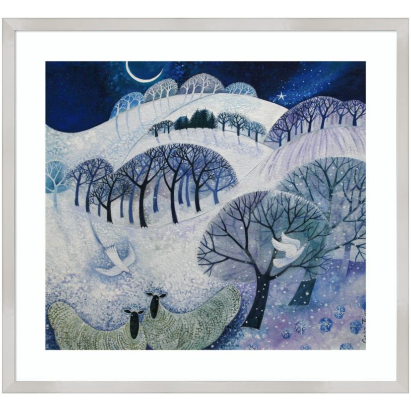 Snowy Night by Lisa Graa Jensen Wood Framed Wall Art Print