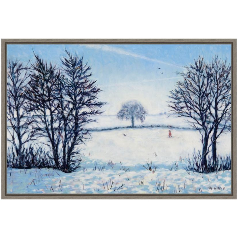 A Snowy Winters Walk Framed Canvas Wall Art Print