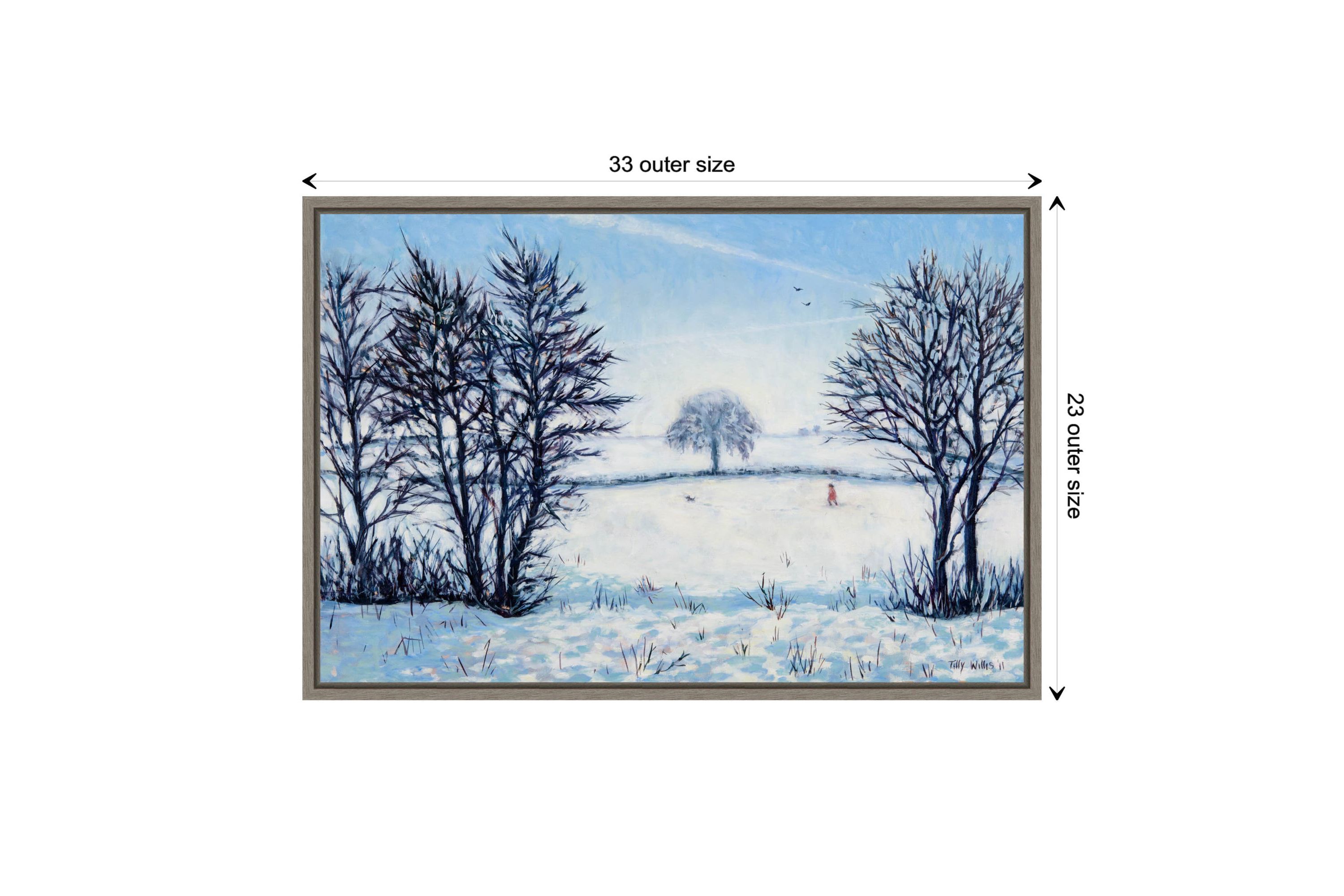 A Snowy Winters Walk Framed Canvas Wall Art Print