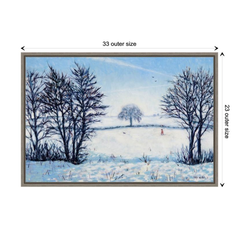 A Snowy Winters Walk Framed Canvas Wall Art Print