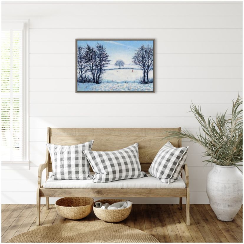 A Snowy Winters Walk Framed Canvas Wall Art Print