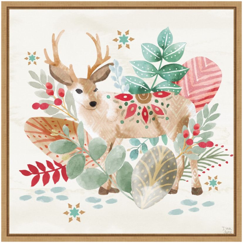 Snowy Critters III Framed Canvas Wall Art Print