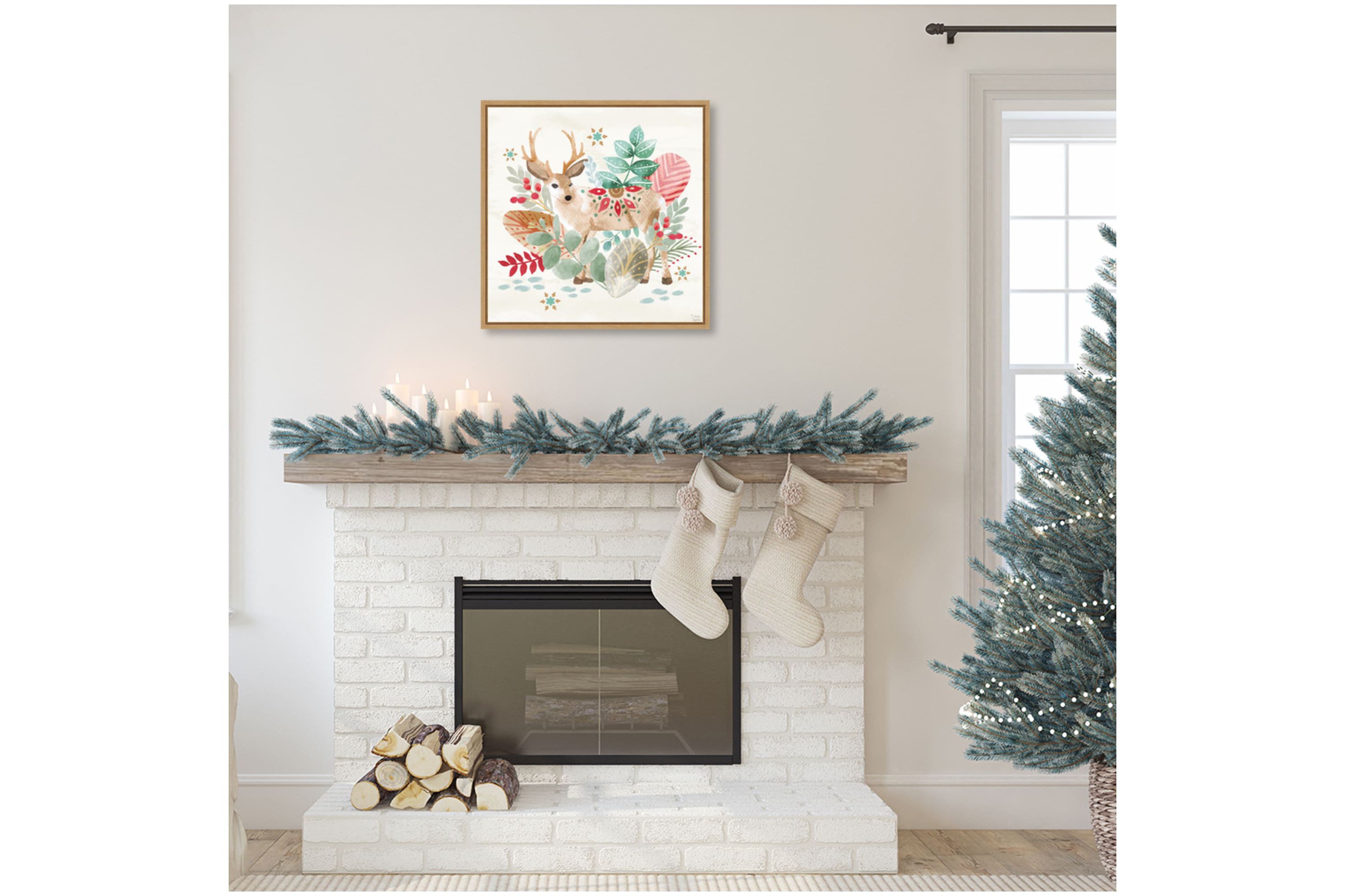 Snowy Critters III Framed Canvas Wall Art Print
