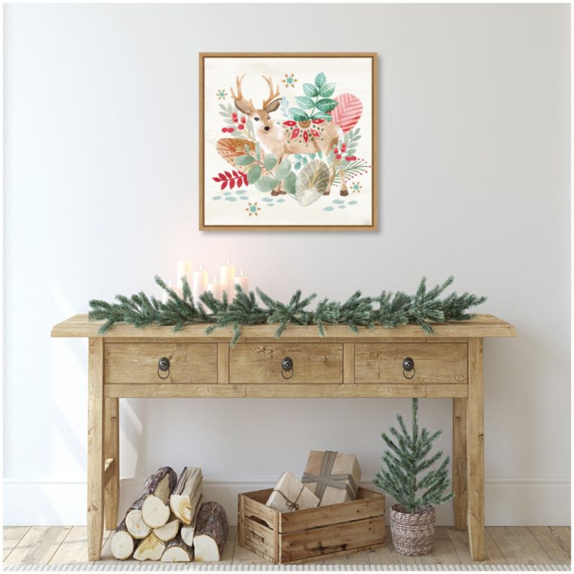 Snowy Critters III Framed Canvas Wall Art Print