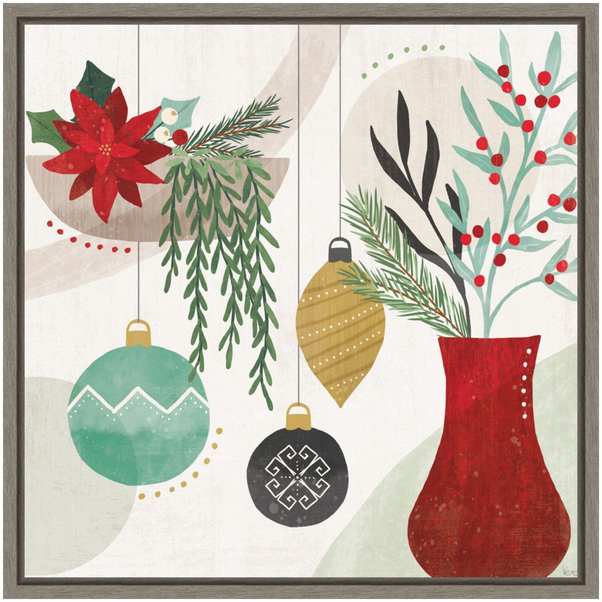 Deco Holiday III Framed Canvas Wall Art Print